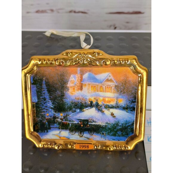 1998 Hallmark Victorian Christmas II Thomas Kinkade Ornament Dollhouse Picture - Picture 4 of 7